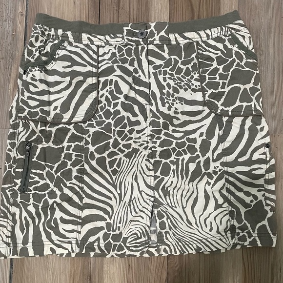 Chico's Dresses & Skirts - Chico's Safari Print Skirt - Olive Green & White - with front slit (Size 14)